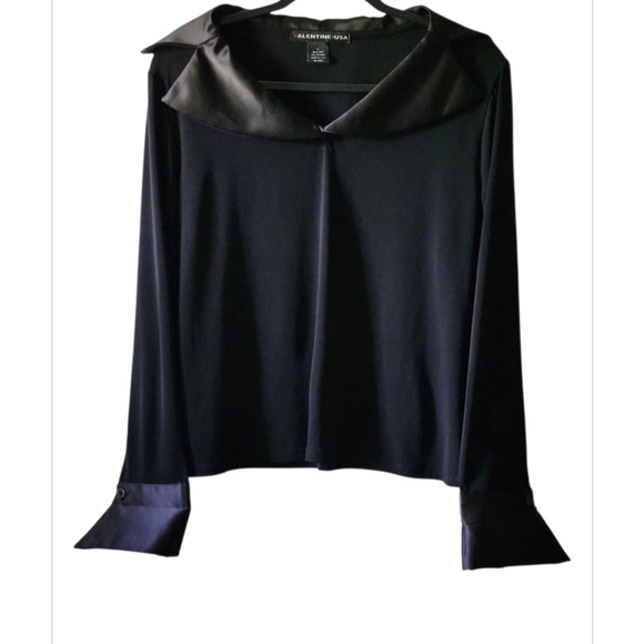 Black Boxy Sailor Collar Blouse - Picture 1 of 4